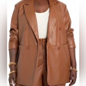 WORN ONCE Eloquii Double Breasted Faux Leather Blazer